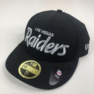Las Vegas Raiders Hat Cap Fitted 7 3/8 Black Wool New Era Low Profile Script NFL